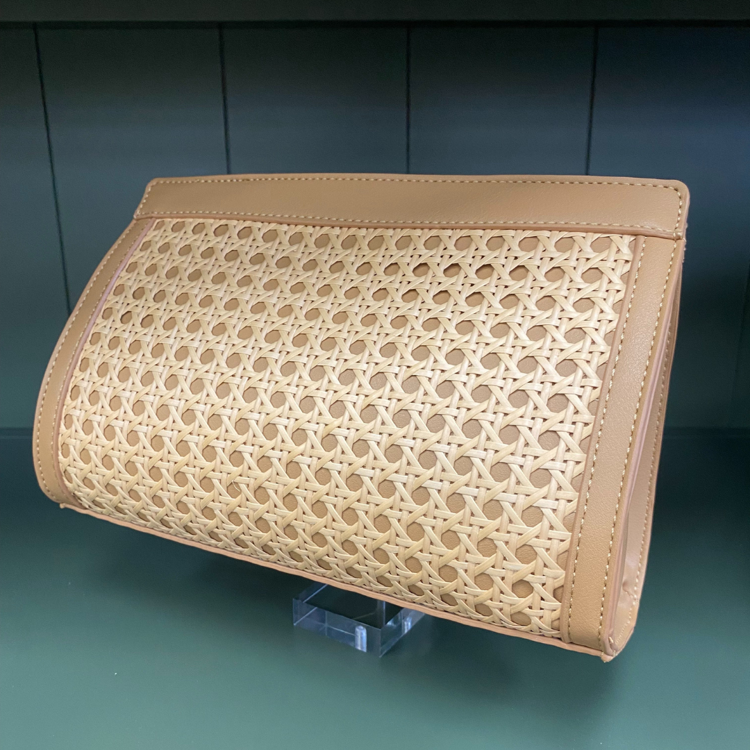 Tan Cane Clutch