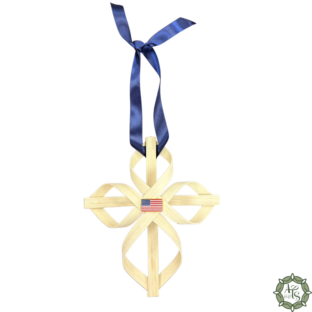 Patriotic Handmade Cross - Limited Edition Small with Flag Pin