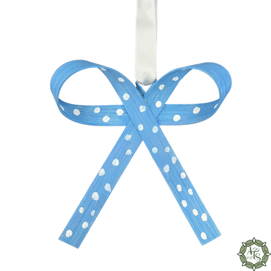 Handmade Bow -  Blue Polkadot