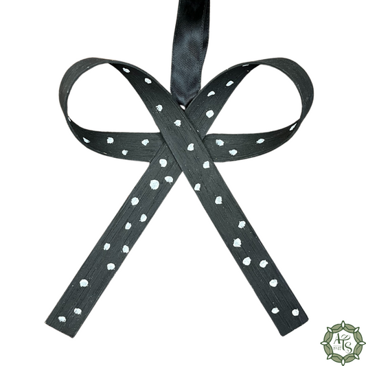 Handmade Bow -  Black Polkadot