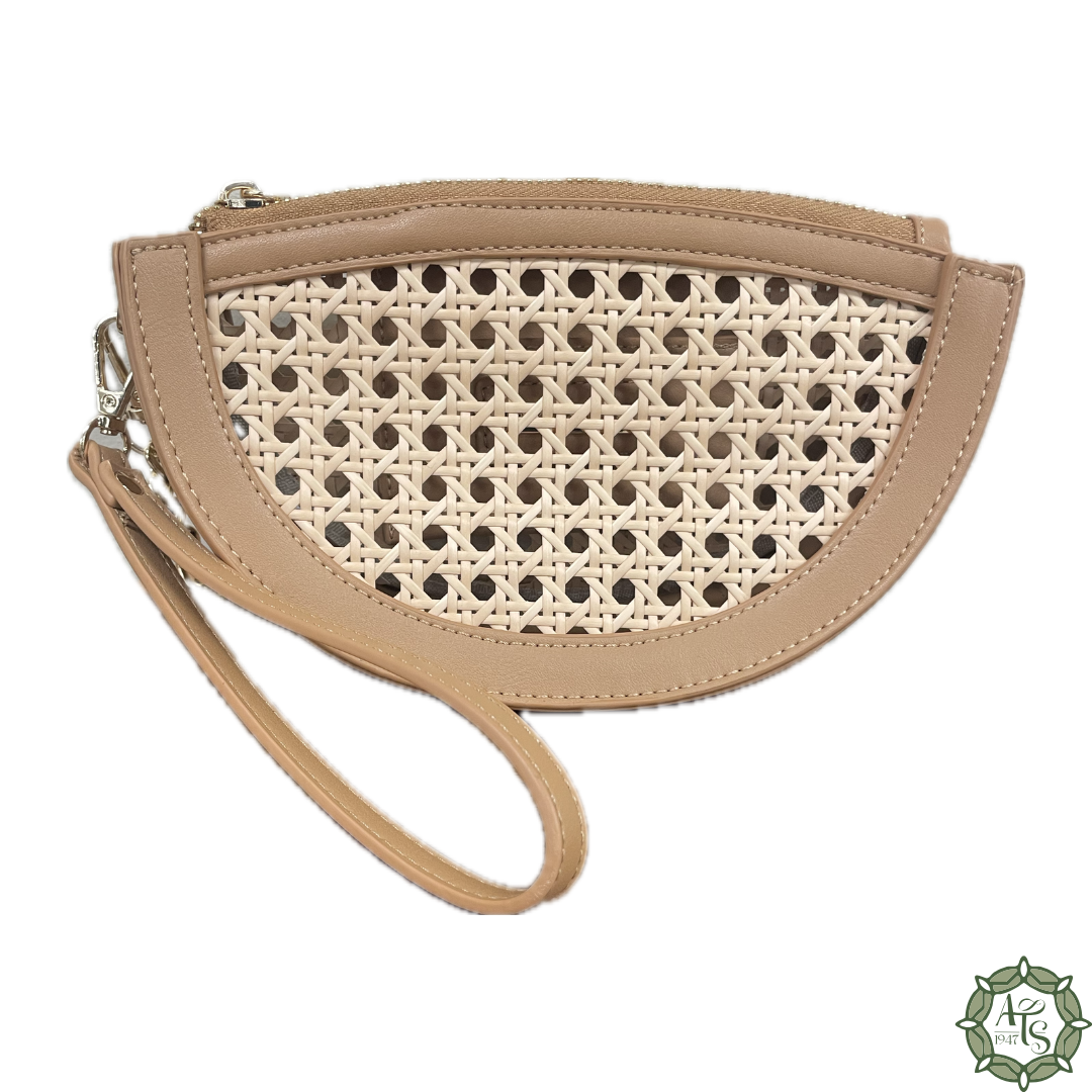 Tan Cane Cresent Cross Body / Wristlet