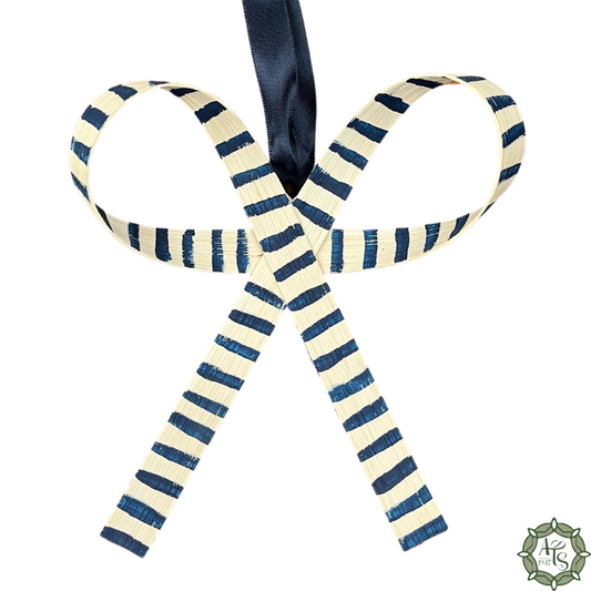 Handmade Bow - Navy Striped
