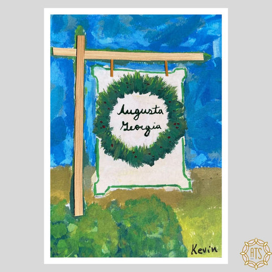 Augusta Georgia Golf Sign With Wreath Print