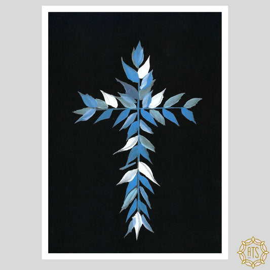 Blue and White Cross Print