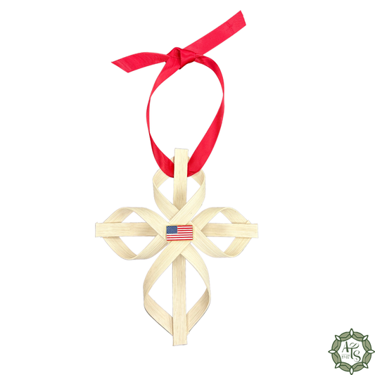 Patriotic Handmade Cross  - Limited Edition Small with Flag Pin
