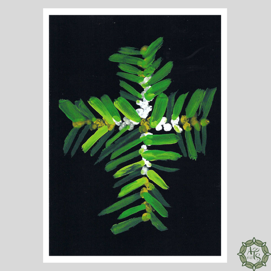 Green and White Cross Print