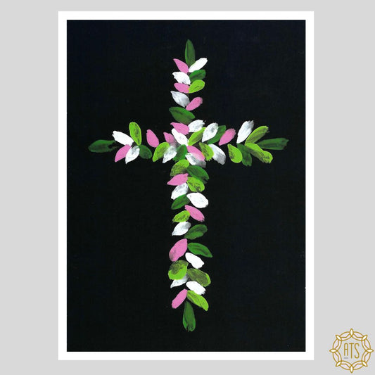 Green Pink and White Cross Print