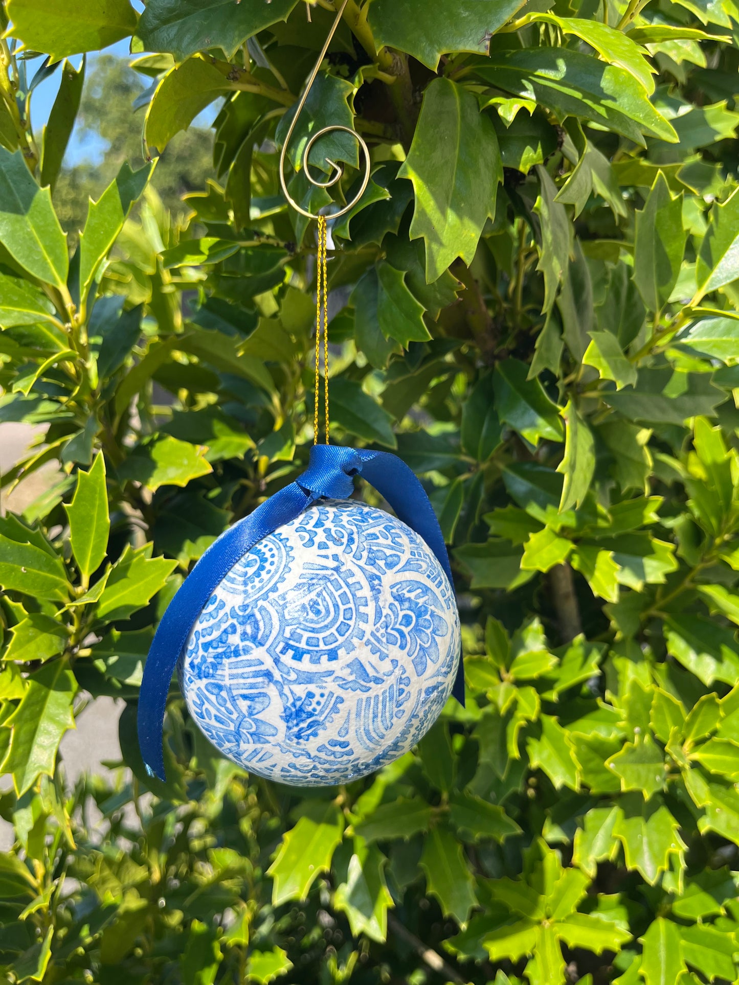 Blue & White Hanging Ornament- SMALL