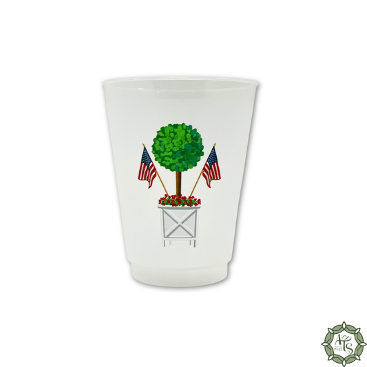 Patriotic Boxwood Topiary Shatterproof Cups