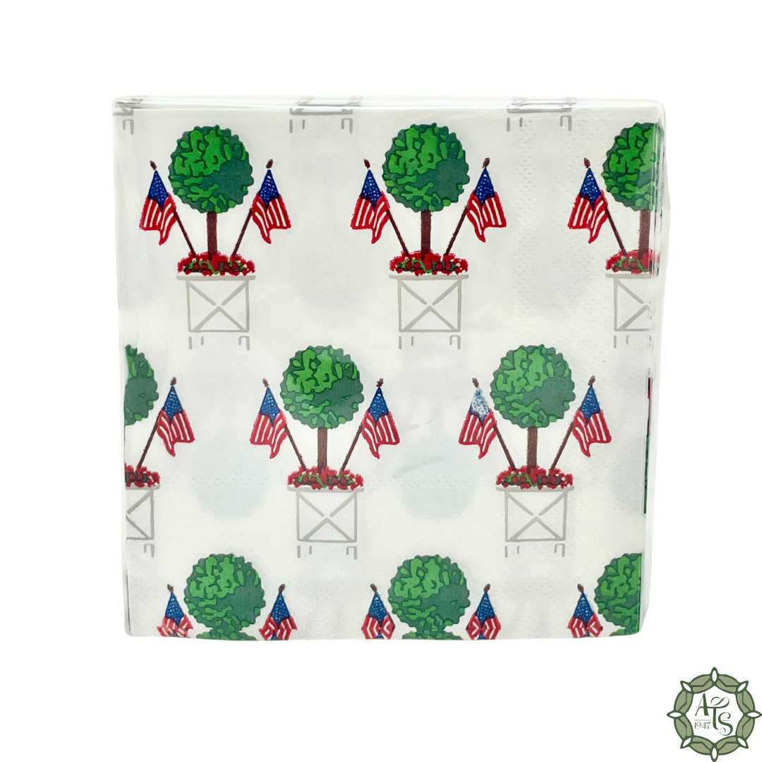 Beverage Napkin - Patriotic Boxwood