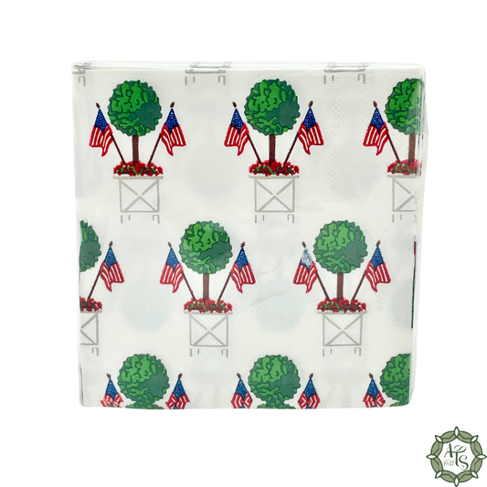 Beverage Napkin - Patriotic Boxwood