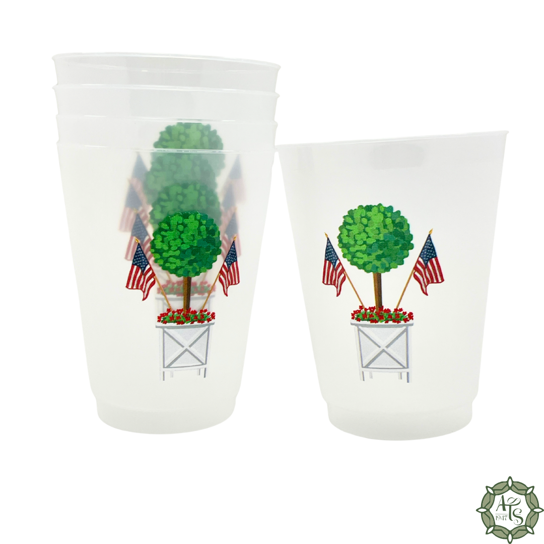 Patriotic Boxwood Topiary Shatterproof Cups