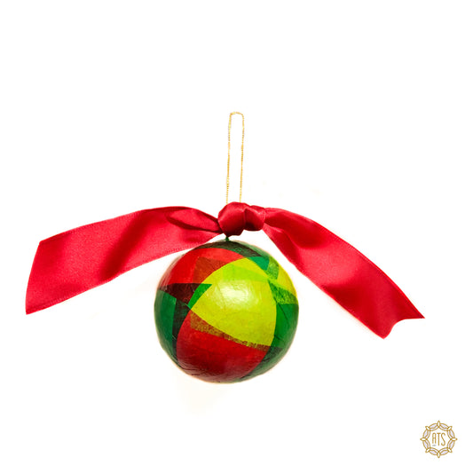 Decoupage Red & Green Ball Ornament
